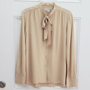 Ines De La Fressange Light Yellow with Orange Dots Blouse.  Medium